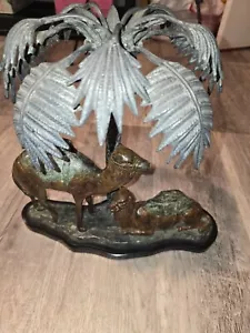 Vintage Fowler Bros Interior & Antiques Bronze Camel Palmtree Sculpture - Picture 1 of 16