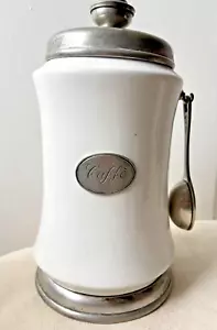 Arte Italica toskanische Keramik Kaffeekanister mit Zinn Löffel Boden & Deckel 11,5" Höhe GUC - Bild 1 von 10
