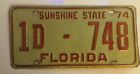 Florida License Plate 1974 DADE 1D-748