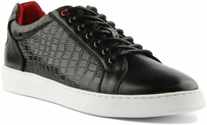 Justinreess England Match Mens Lace Up Leather Shoes In Black Size UK 6 - 12