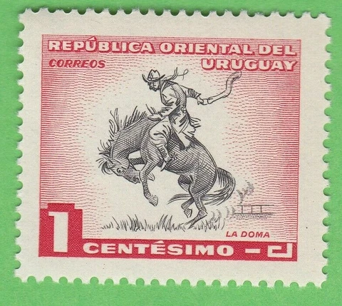VTG 1954 COWBOY URUGUAY BREAKING HORSE BUCKING BRONCO SINGLE UNUSED POSTAGE MNH Cover