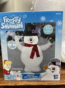 Frosty der Schneemann Zuckerstange aufblasbar luftgeblasen Gemmy 3,5ft gebraucht mit Fehler - Bild 1 von 7
