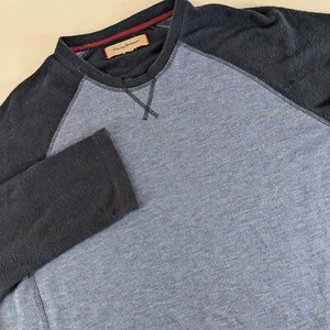 Tommy Bahama Men's XL Long Sleeve Pullover Navy / Light Blue Henly Shirt - Picture 1 of 9
