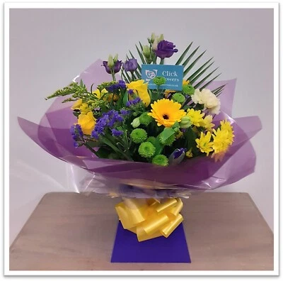 CLICK FLOWERS UK FRESH REAL FLOWERS Delivered UK Highlight Yellow Bouquet Free Flower Delivery
