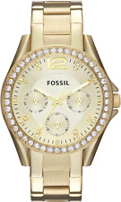 Fossil Riley ES3203 Women's Stainless Steel Analog Gold Dial Quartz Watch Fs32