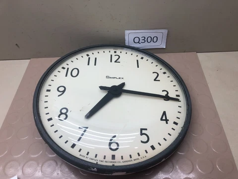 Vintage Simplex Time Record School Clock Metal and Glass Industrial Clock Cover