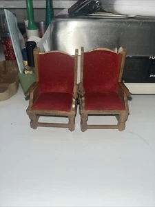 Vintage Wooden Miniature Dollhouse Furniture Set Of Chairs - Picture 1 of 6