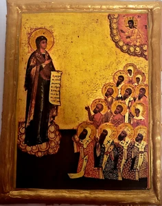 Icon of Madonna Jesus Virgin Mary Panagia Saints Russian Eastern Orthodox Icon - Picture 1 of 6