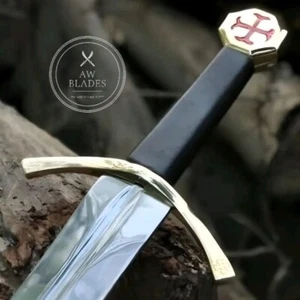 Knights Templar Medieval Sword High Stainless Steel Battle Ready with Scabbard - Picture 1 of 5