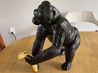 Vintage Gorilla Leather Statue Figure 18" Tall Ape - Excellent Condition