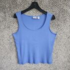 Chicos Top Womens 2 Us Large Blue Ribbed Knit Sleeveless Tank Casual Ladies