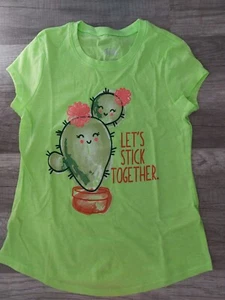 NWOT Justice Girls Top Neon Green Cactus Stick Together Size 6  (12) - Picture 1 of 1