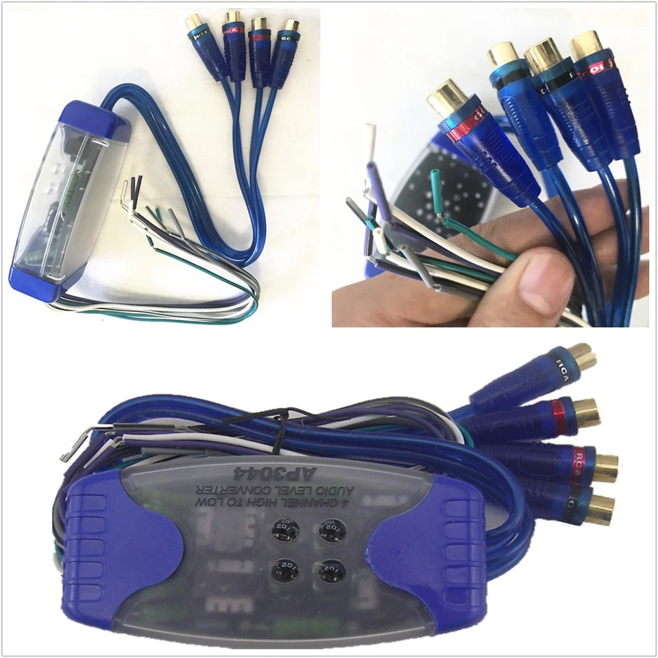 Professional Car Stereo Audio Speaker Wire 4 RCA Converter Eliminate Noise Kit - Image 1 of 4