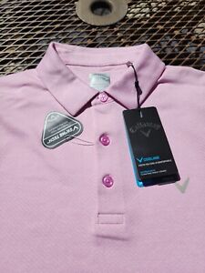 New Callaway Mens Opti Dri Golf Polo Men's L Pink Sunset Heather MSRP $65