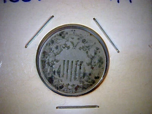 1867  SHIELD NICKEL, OLD FIVE CENT COIN, NO RAYS - Picture 1 of 2