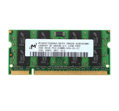 Micron 2GB DDR2 667MHz PC2-5300S 200PIN SO-DIMM Laptop Memory RAM PC5300 CL5 2 G - Image 1 of 4