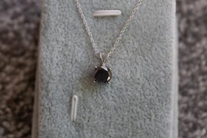 3ct Black Diamond Sterling Silver Pendant & Chain - Picture 1 of 1
