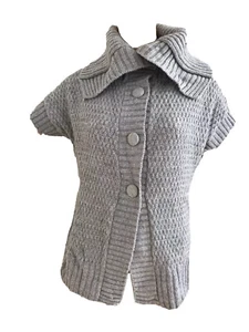 NEW LOOK MATERNITY GREY KNIT SHORT SLEEVE CARDIGAN SMALL UK 10 EU 38 US 6 BNWT - Picture 1 of 7