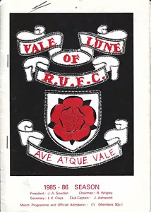 Vale of Lune v Plymouth Albion 11 Jan 1986 Vale of Lune RUGBY PROGRAMME - Picture 1 of 2