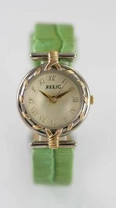 Relic Beige Mujer Acero Inoxidable Oro Plata Cuero Verde Reloj de Cuarzo - Imagen 1 de 3