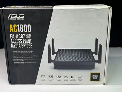 ASUS RT-AC87 5GHZ AC1800 4x4 Mimo 4k Streaming Gigabit Access Point Media Bridge - Image 1 of 4