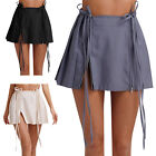 Womens Miniskirt Casual Streetwear Adjustable Pleated Skirt Side Split Stylish