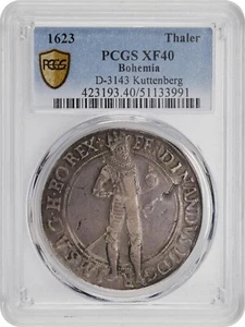 CZECHOSLOVAKIA - BOHEMIA , 1 TALER  THALER 1623 KUTTENBURG - PCGS XF 40 , RAREX - Picture 1 of 2