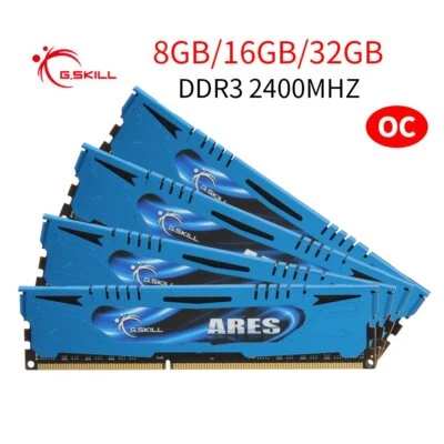 G.Skill Ares 32GB 16GB 8GB DDR3 OC 2400Mhz PC3-19200U Desktop Gaming Memory LOT - Image 1 of 4