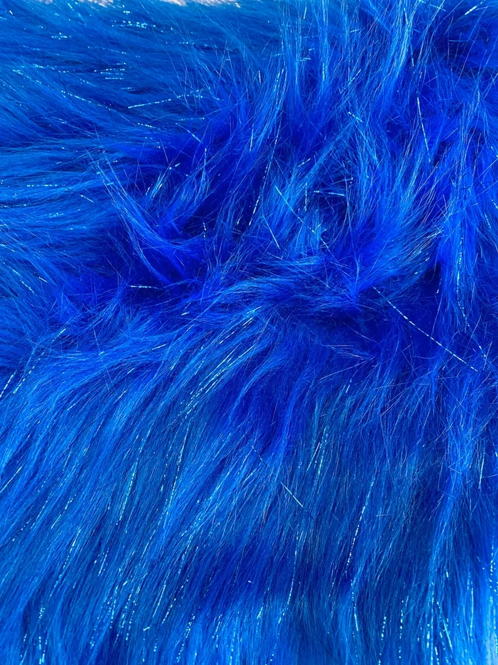 Tela azul real brillante pila larga de piel sintética / 58" con / Vendido por yarda Foto 1 de 1