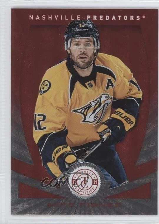 2013-14 Totally Certified Platinum Red /100 Mike Fisher #117 - Image 1 of 2