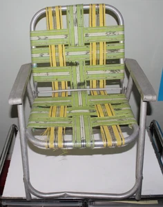Vintage Aluminum Frame Childs Lawn Chair For Restoration Needs Recovered READ - Picture 1 of 11