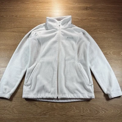 Chaqueta polar Columbia Omni-Heat para mujer pequeña blanca cremallera completa forrada térmicamente Foto 1 de 4
