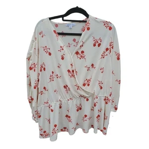 Blusa Ophelia Roe para mujer 3x talla grande cuello en V manga larga crema estampado floral nueva con etiquetas - Imagen 1 de 5
