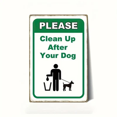 Letrero vintage de metal verde para residuos de mascotas decoración "Limpia después de tu perro" Foto 1 de 4