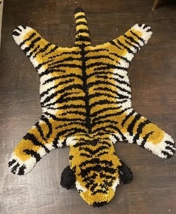 Vintage Tibetischer Tigerfell geformter Shag Teppich 50x34" handgefertigt - Bild 1 von 11