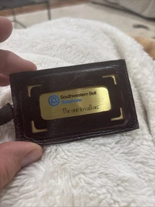 Vintage Southwestern Bell Telephone Company Metal ID Leather Luggage Tag - Picture 1 of 13