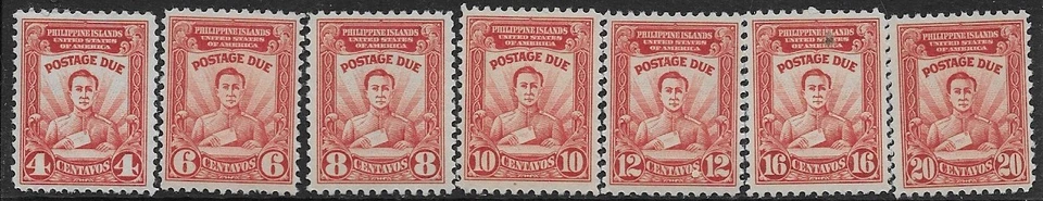 Philippines Scott J8-J14, 1928 Postage Due Set, MOG, NH  F/VF - Image 1 of 1
