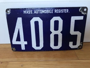 1904 Masse Automobil Kennzeichenschild Massachusetts Nummernschild Porzellan 4085 Nummer - Bild 1 von 10