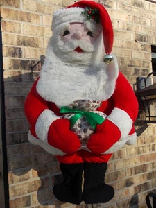 SELTEN 31 ZOLL AUSGESTOPFTER WEIHNACHTSMANN GROSSE WAND TÜR UNTER BAUMSCHMUCK BAUMWOLLE/FILZ - Bild 1 von 12