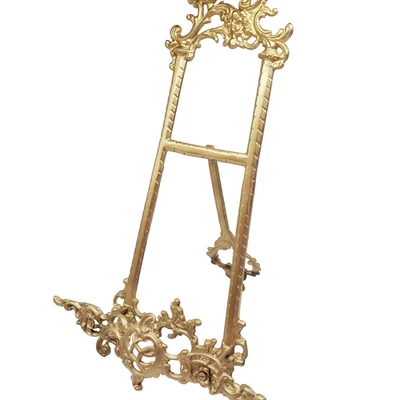 Caballete de pie de mesa extra grande satinado dorado metal sostiene pintura retrato arte Foto 1 de 4