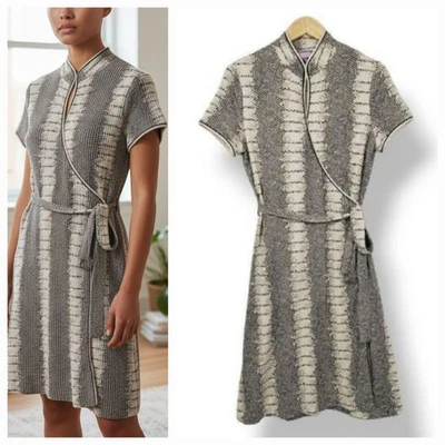 Vestido envolvente tejido jersey ceñido mezcla seda Vivienne Tam vintage con estampado de piel de serpiente Foto 1 de 4