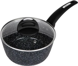 18 cm geschmiedeter Kochtopf antihaftbeschichtet schwarz gesprenkelt Marmoroptik 1,7 l  - Bild 1 von 9