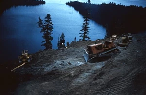 35mm Slide Vintage Image California Highway Construction Equipment Tractor - Picture 1 of 3