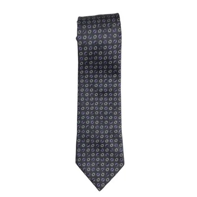 John Varvatos Men's Neck Tie Silk Black with Geometric Pattern Made in Italy - Image 1 of 4