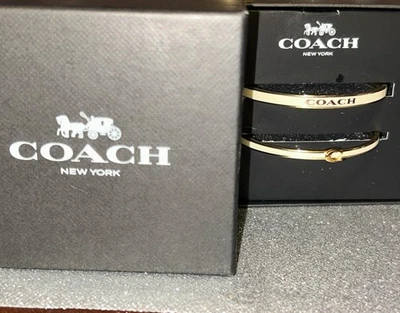 Coach Brazalete Pulsera Esmalte Dúo Set - Nuevo en Caja Caja Caja de Regalo de Vacaciones (Dorado/Blanco) Foto 1 de 4
