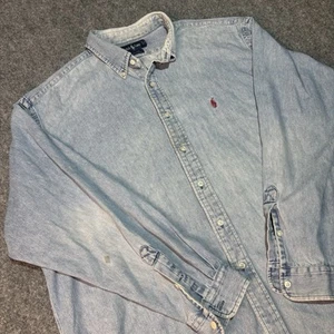 Polo Ralph Lauren 100% Algodón Blake Denim Camisa Botón Manga Larga Hombre’s XXL - Imagen 1 de 9