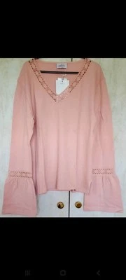 BRAND NEW pink top with bell sleeves for women: UK size L - Image 1 of 4
