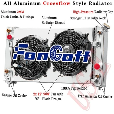 3Row Radiator Shroud+Fan Fit 1994-1995 Chevy Blazer S10 GMC Sonoma Jimmy 4.3L V6 - Image 1 of 4