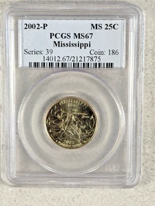 2002-P Mississippi State 25C Quarter PCGS MS67 #2P53 - Picture 1 of 2