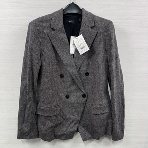 Theory Blazer Damen 10 grau Fischgrät Wollmischung Knopfleiste Abt gefüttert - Bild 1 von 24